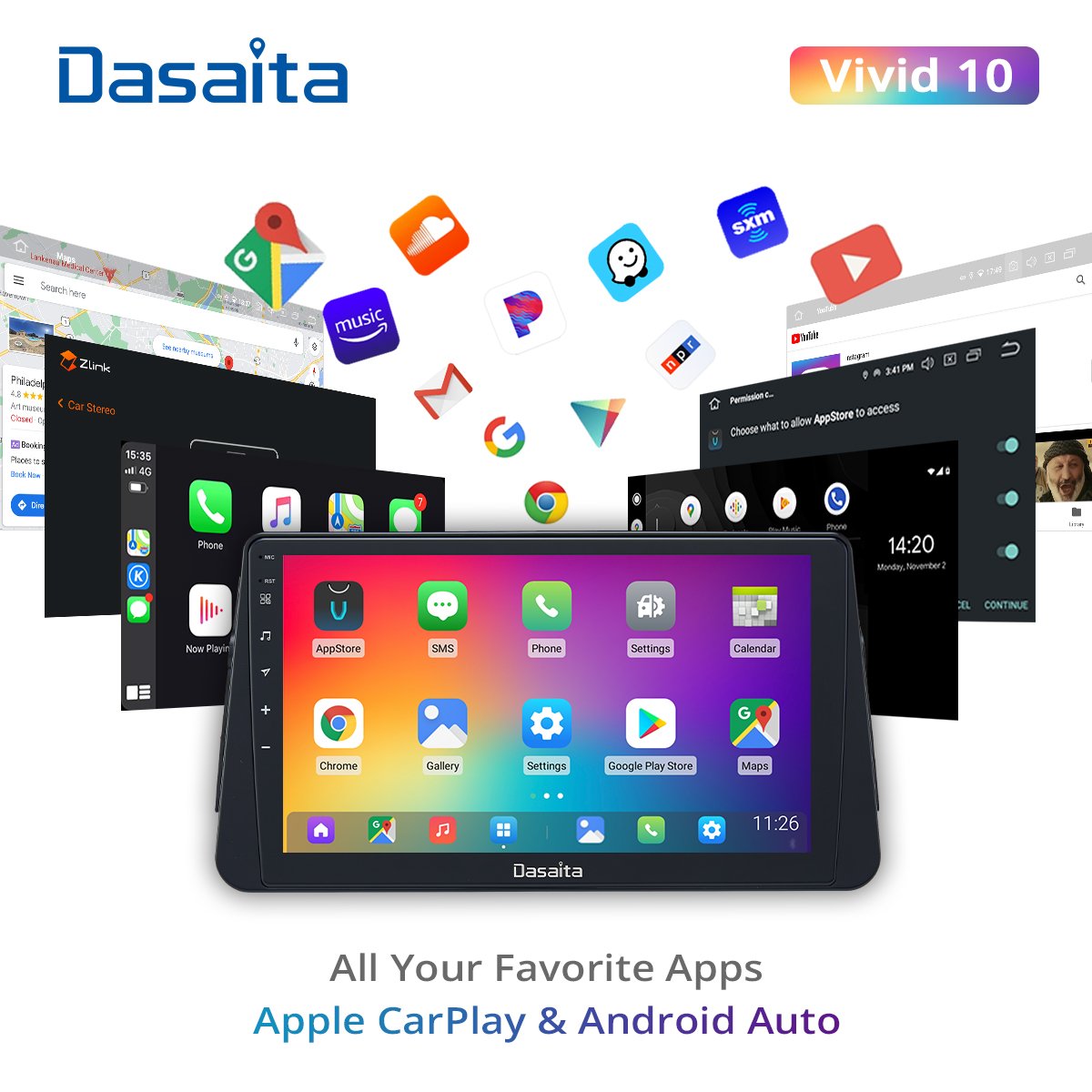 Dasaita for Nissan Kicks Micra GPS 2014 2015 2016 2017 Car Video Players 10.2" Android 10.0 Carplay DSP GPS IPS 4G RAM 64G ROM