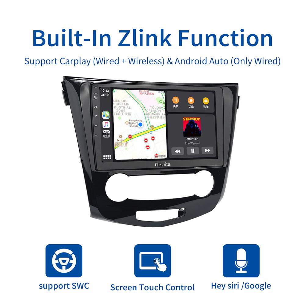 Dasaita MAX10 Nissan Qashqai 2014 2015 2016 2017 2018 Car Stereo 10.2 Inch Carplay Android Auto PX6 4G+64G Android10 1280*720 DSP AHD Radio
