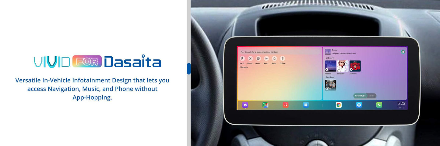 Dasaita Vivid10 Universal Single Din Car Stereo 10.25 Inch Carplay Android Auto PX6 4G+64G Android10 1280*480 DSP AHD Radio