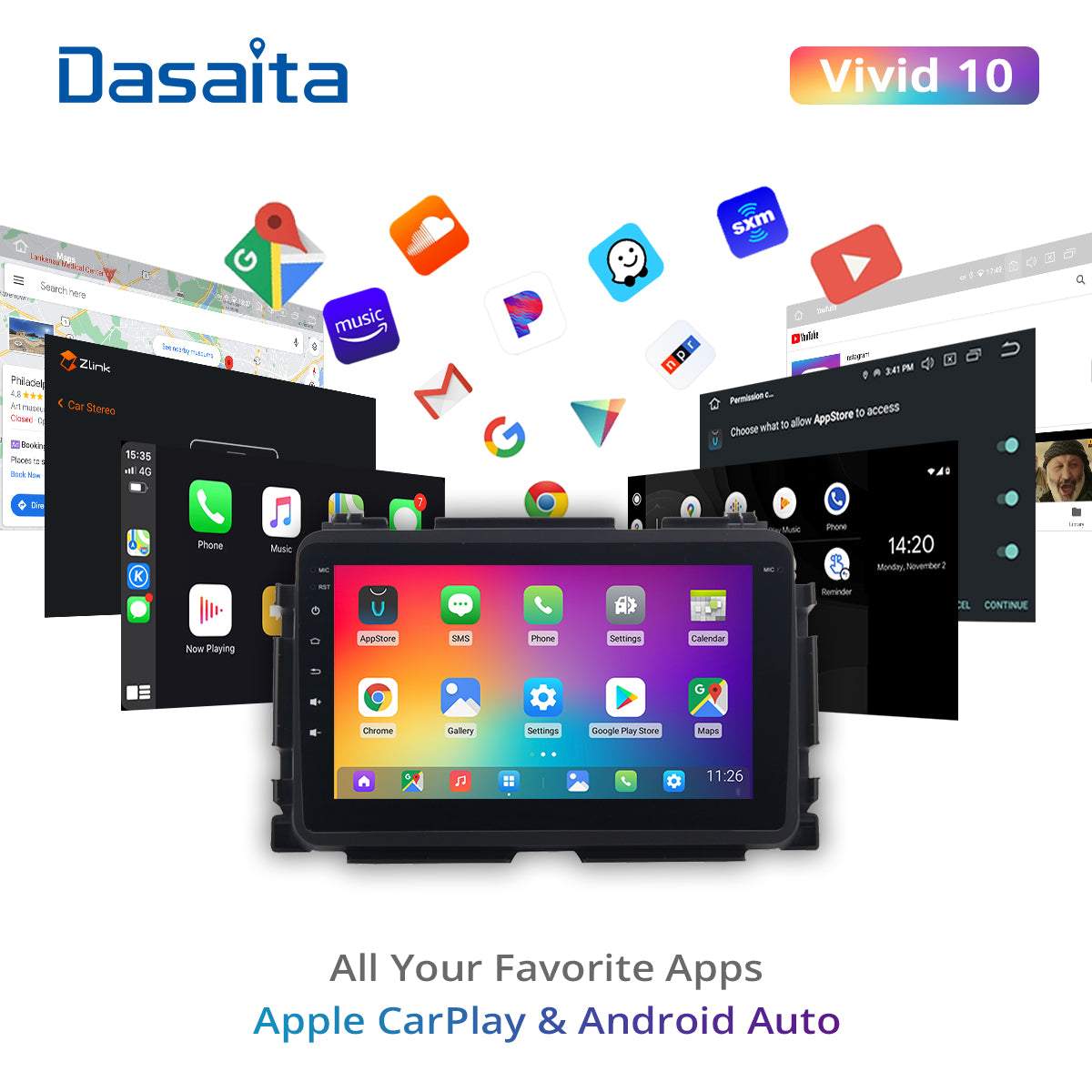 Dasaita Vivid11 Honda Vezel HR-V HRV 2013 2014 2015 2016 2017 2018 2019 Car Stereo 9" Carplay Android Auto PX6 4G+64G Android11 1280*720 DSP Radio