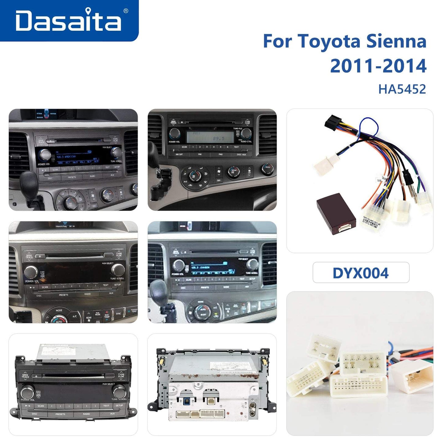 Dasaita 9" Multi Touch Screen 1 din Car Radio Android 10.0 for Toyota Sienna XL30 2011 2012 2013 2014 Bluetooth Carplay