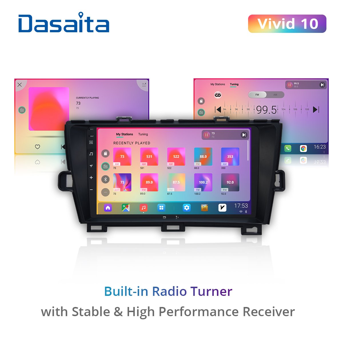 Dasaita Vivid for Toyota Pruis 2009 2010 2011 2012 2013 Car Radio 1 Din GPS 9'' Android 10.0 Touchscreen Multimedia Player
