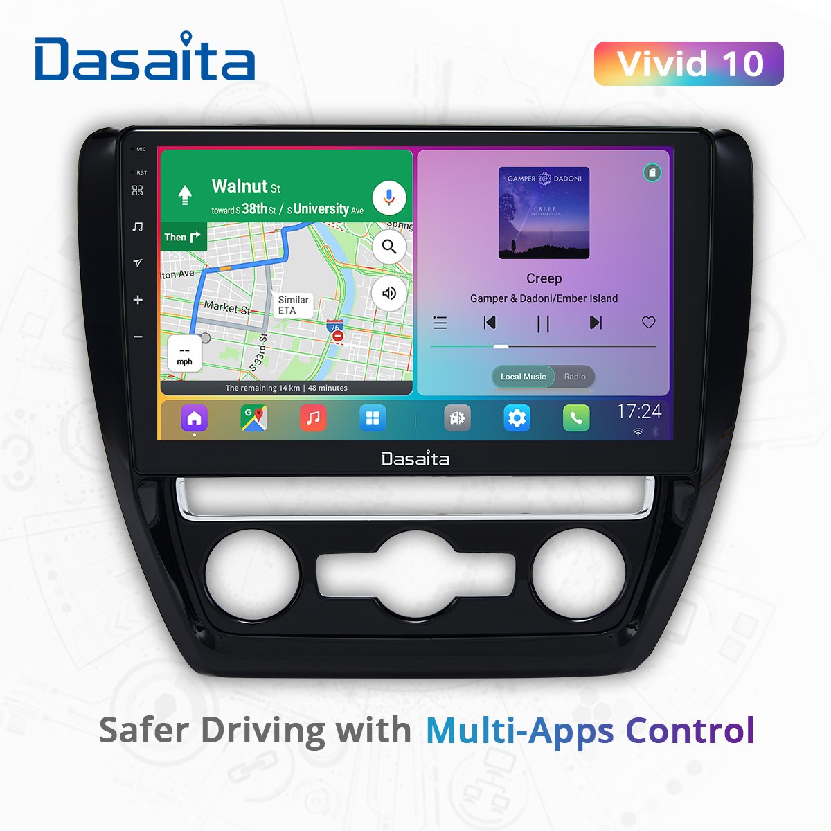 Dasaita For VW Jetta 2011 2012 2013 2014 2015 Apple Carplay Android Auto car intelligent system radio Navigation GPS DSP 4G 64G