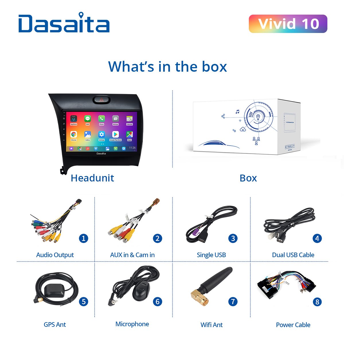 Dasaita Vivid for Kia Cerato K3 Forte 2012-2016 Car GPS Radio PlayerStereo Android Auto Carplay Multimedia 1280*720 4G 64G BT5.0