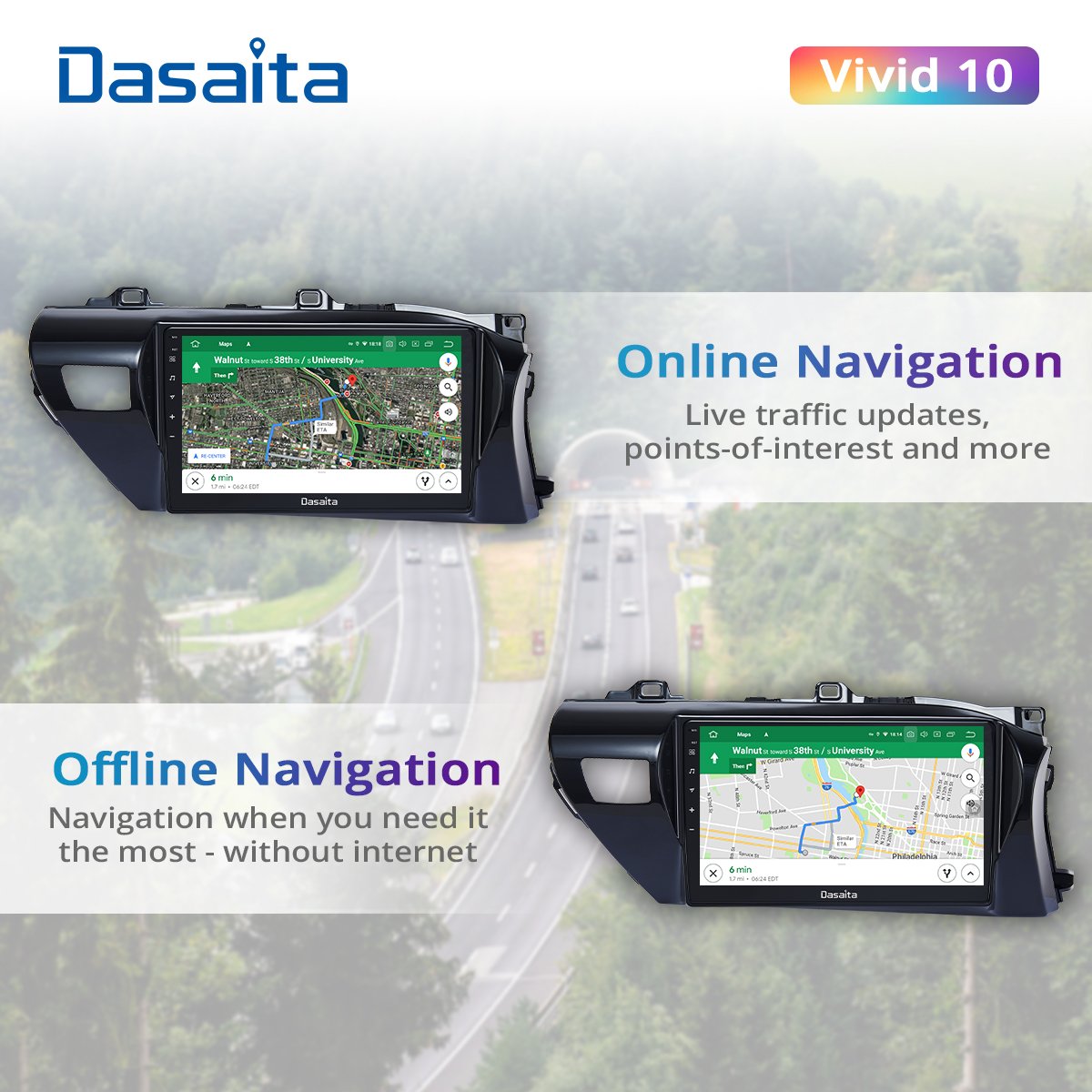 Dasaita Vivid For Toyota Hilux 2016 2017 2018 Car stereo Apple Carplay Android Auto car radio Navigation IPS GPS DPS 1280*720