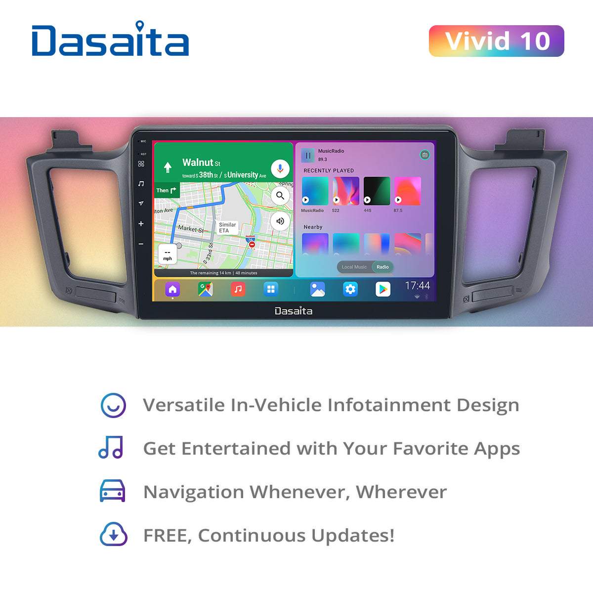 Dasaita Vivid10 Toyota RAV4 2012 2013 2014 2015 2016 2017 Car Stereo 10.2 Inch Carplay Android Auto PX6 4G+64G Android10 1280*720 DSP AHD Radio