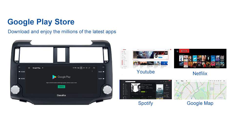 Dasaita MAX11 Toyota 4Runner 2014 2015 2016 2017 2018 Car Stereo 10.25 Inch Carplay Android Auto PX6 4G+64G Android11 1280*480 DSP AHD Radio