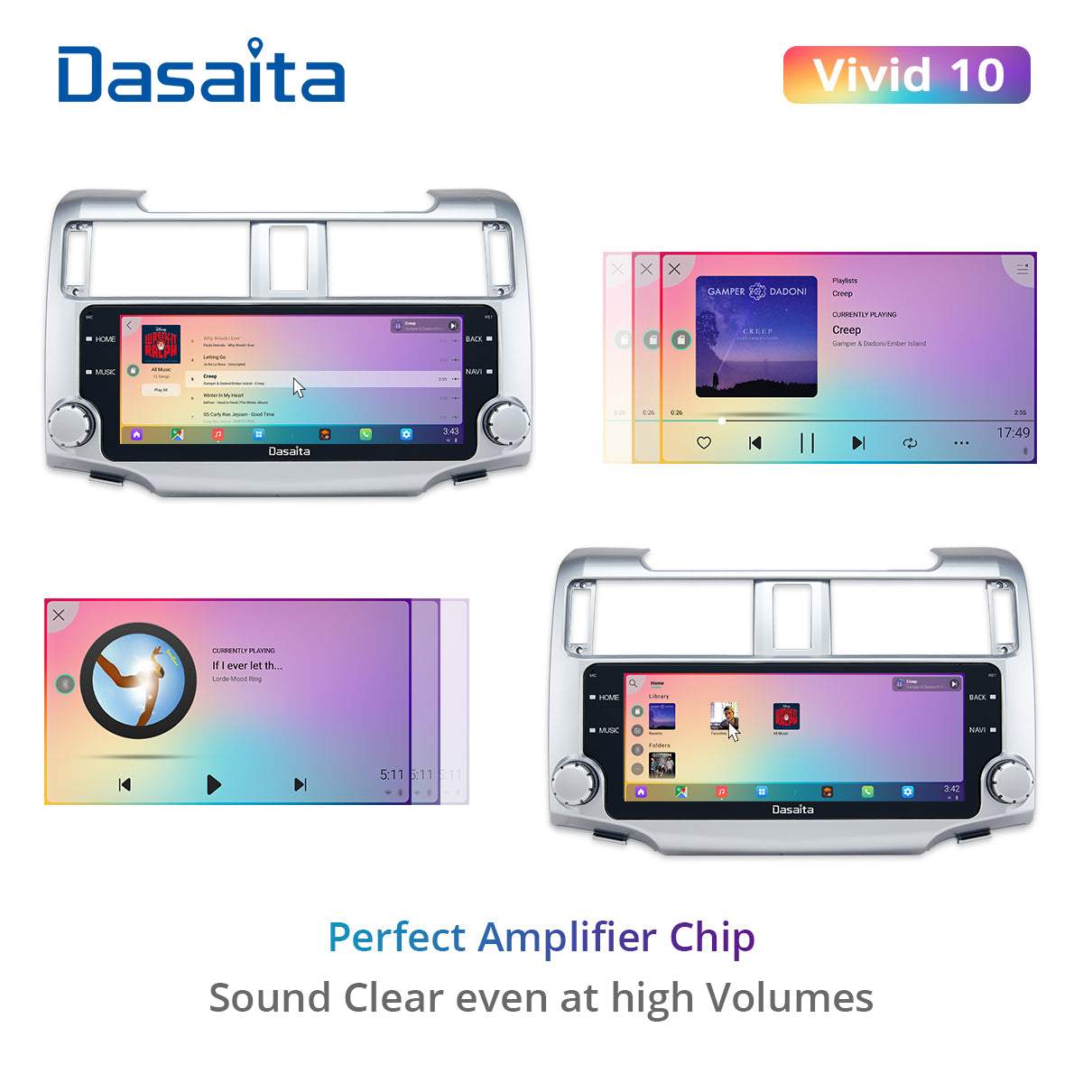 Dasaita Vivid11 Toyota 4Runner 2010 2011 2012 2013 Car Stereo 10.25 Inch Carplay Android Auto PX6 4G+64G Android11 1280*480 DSP AHD Radio