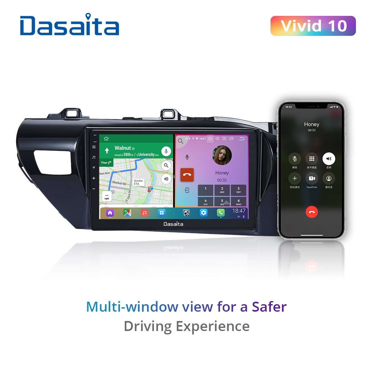 Dasaita Vivid For Toyota Hilux 2016 2017 2018 Car stereo Apple Carplay Android Auto car radio Navigation IPS GPS DPS 1280*720