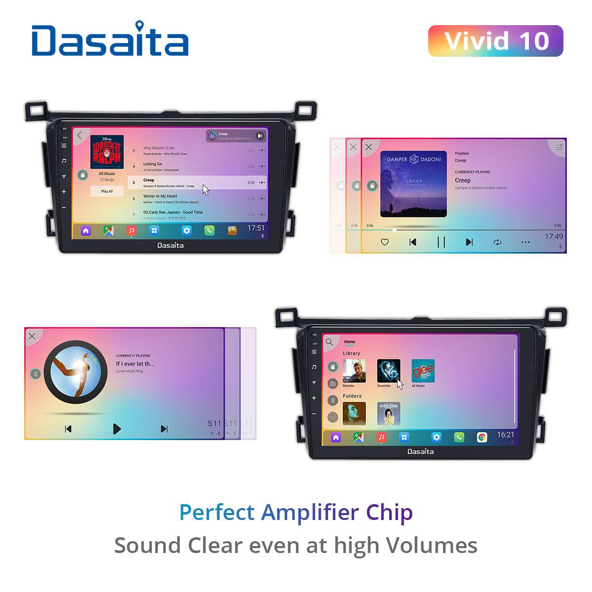 Dasaita Vivid11 Toyota RAV4 2012 2013 2014 2015 2016 2017 Car Stereo 9 Inch Carplay Android Auto PX6 4G+64G Android11 1280*720 DSP AHD Radio