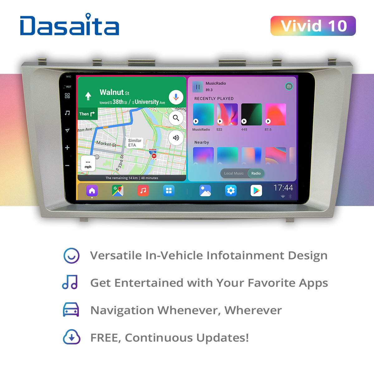 Dasaita Vivid10/Vivid11 Toyota Camry 2007 2008 2009 2010 2011 Car Stereo 9 Inch Carplay Android Auto PX6 4G+64G Android10/Android11 1280*720 DSP AHD Radio