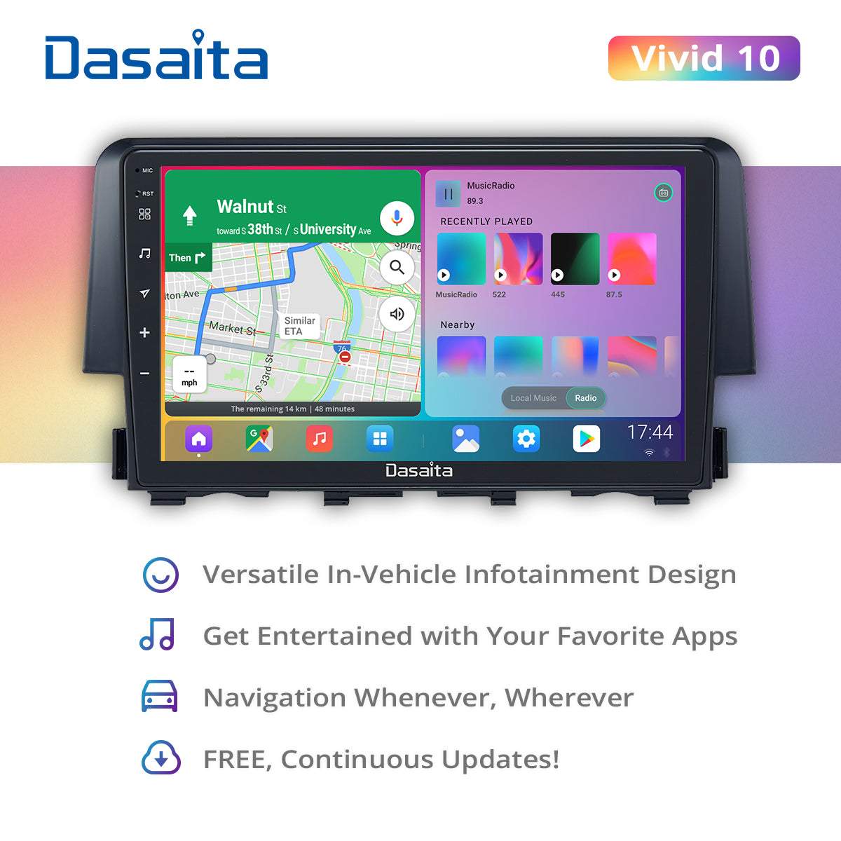 Dasaita Vivid10 Honda Civic 2015 2016 2017 Car Stereo 9 Inch Carplay Android Auto PX6 4G+64G Android10 1280*720 DSP AHD Radio