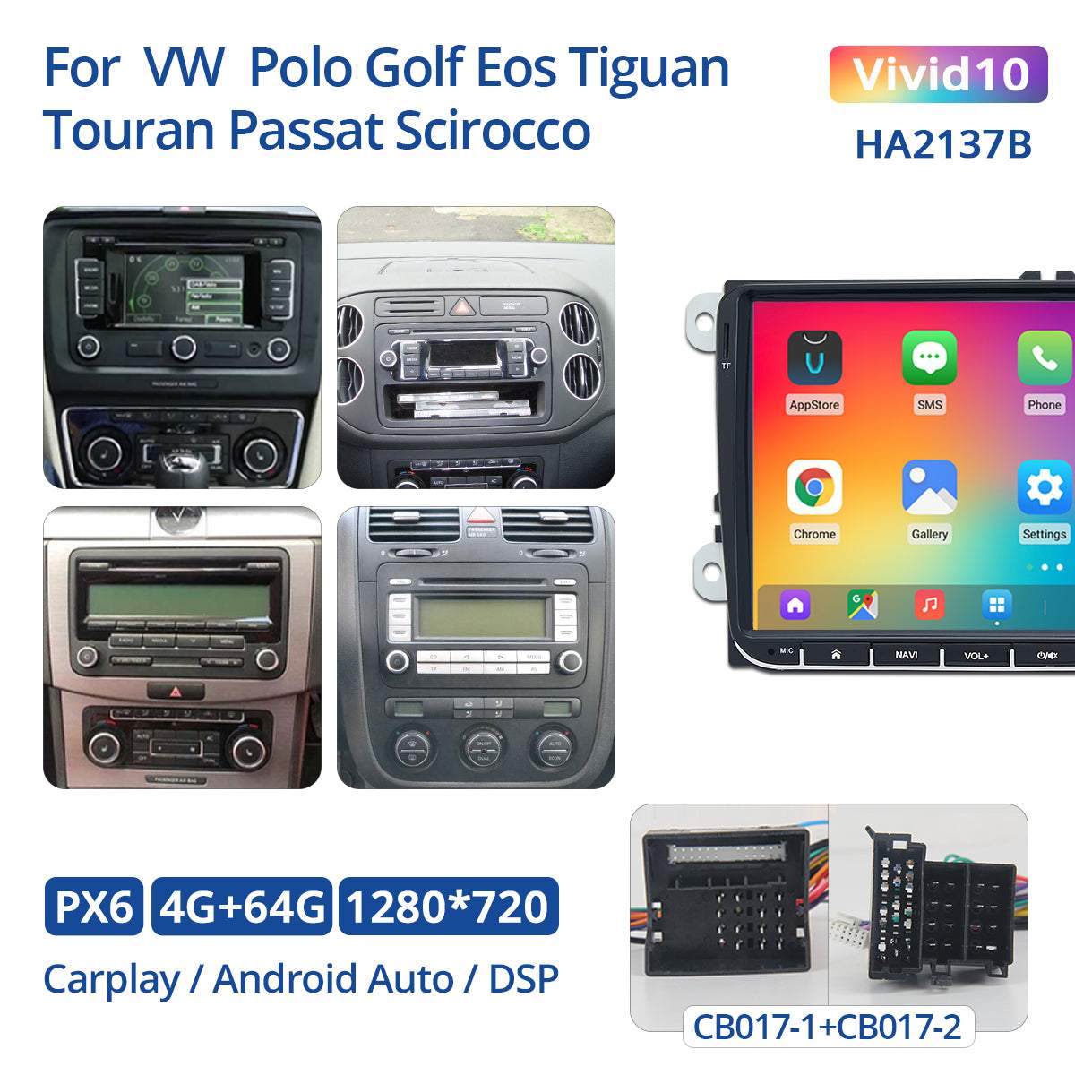 Dasaita Vivid11 9 inch for VW Polo Golf Tiguan Universal Car Stereo IPS 4G RAM 64G ROM Amplifier Apple Carplay Spotify