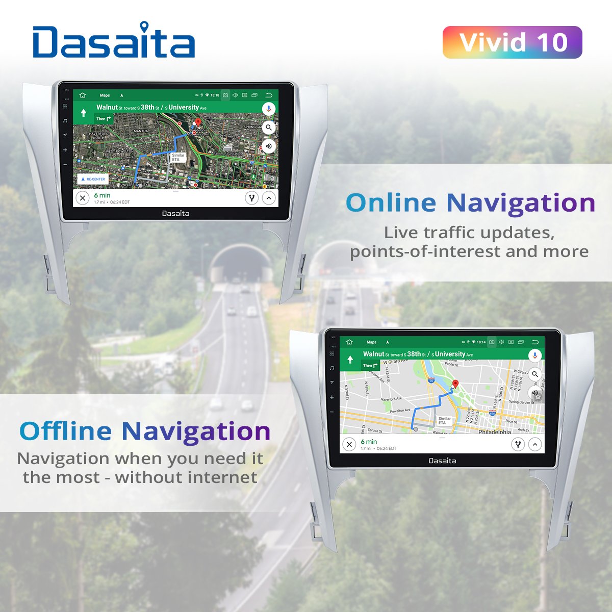 Dasaita Vivid For Toyota Camry 2012 2013 2014 Car Radio Android Auto Carplay 10.2" Touch Screen IPS 1280*720 4G RAM 64G ROM