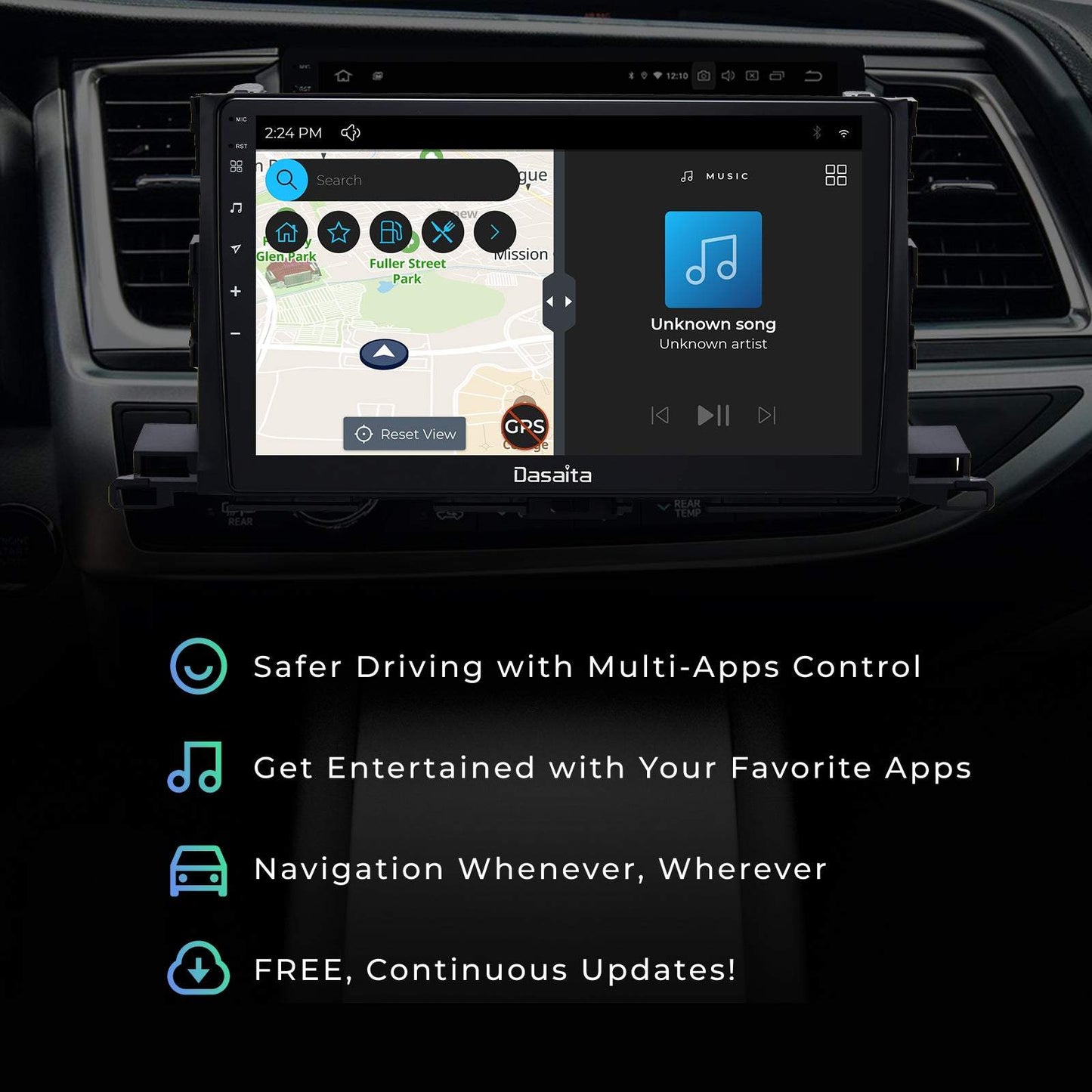 Dasaita Scout10 Toyota highlander 2015 2016 2017 2018 Car Stereo 10.2 Inch Carplay Android Auto PX6 4G+64G Android10 1280*720 DSP AHD Radio
