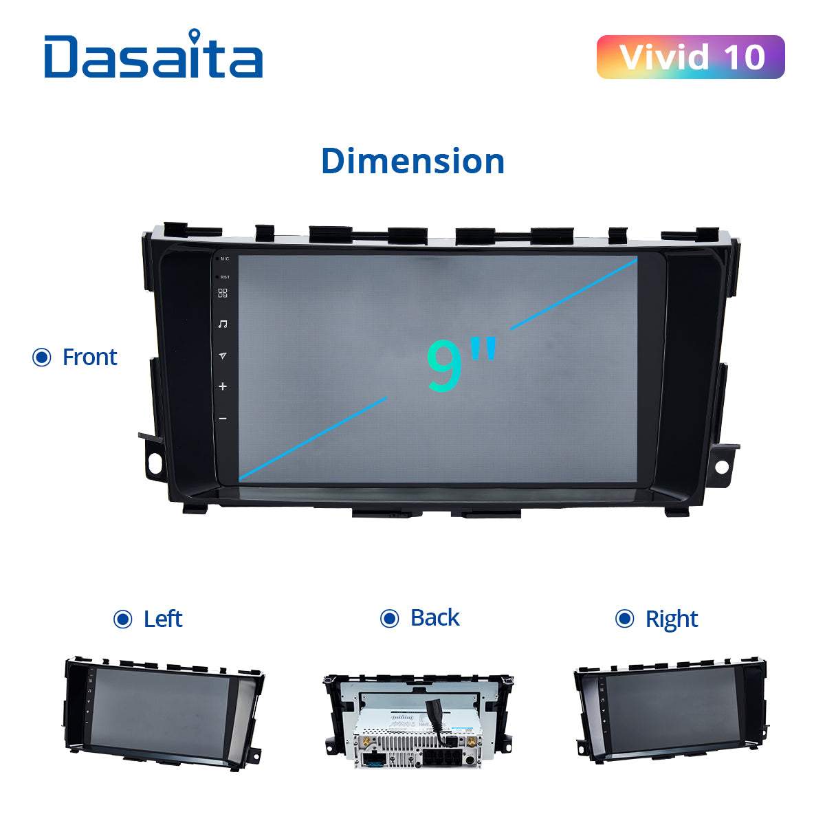 Dasaita Vivid11 Nissan Teana Altima 2014 2015 2016 2017 2018 Car Stereo 9 Inch Carplay Android Auto PX6 4G+64G Android11 1280*720 DSP AHD Radio
