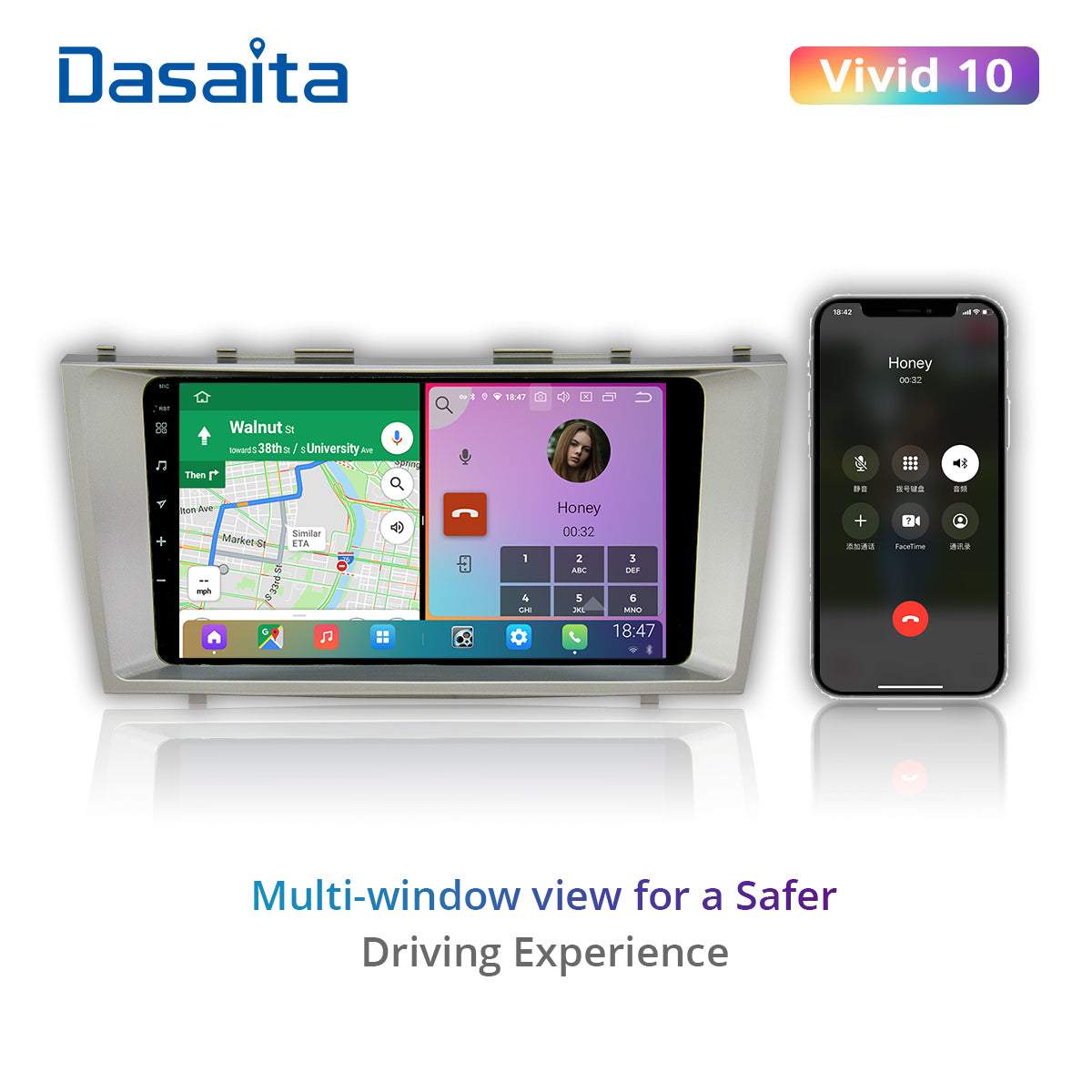 Dasaita Vivid10/Vivid11 Toyota Camry 2007 2008 2009 2010 2011 Car Stereo 9 Inch Carplay Android Auto PX6 4G+64G Android10/Android11 1280*720 DSP AHD Radio