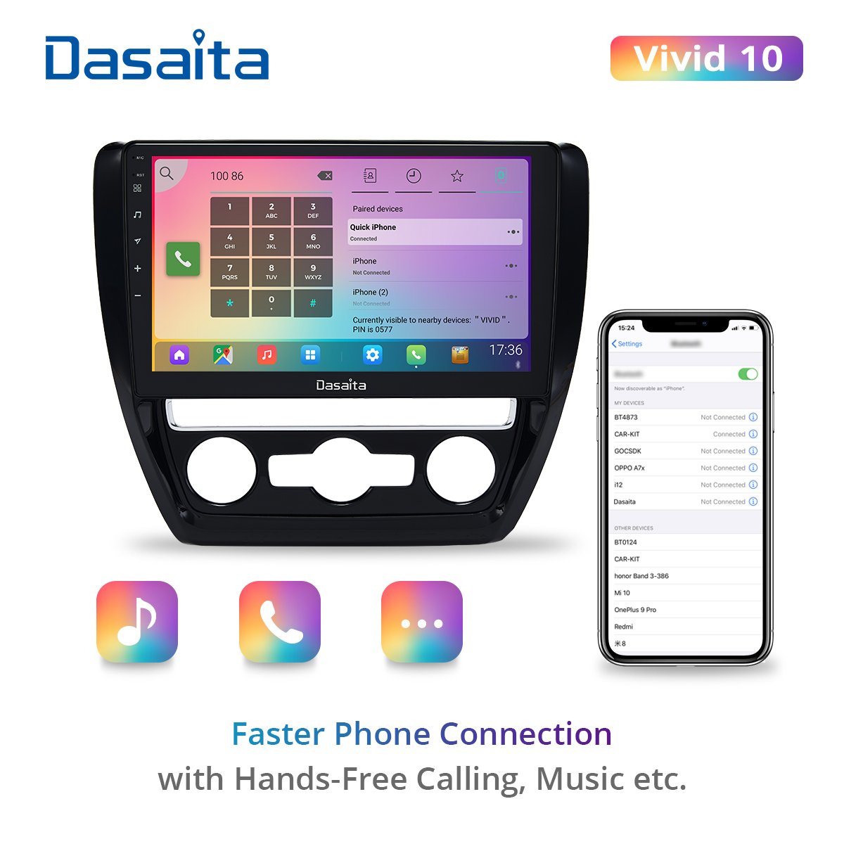 Dasaita For VW Jetta 2011 2012 2013 2014 2015 Apple Carplay Android Auto car intelligent system radio Navigation GPS DSP 4G 64G