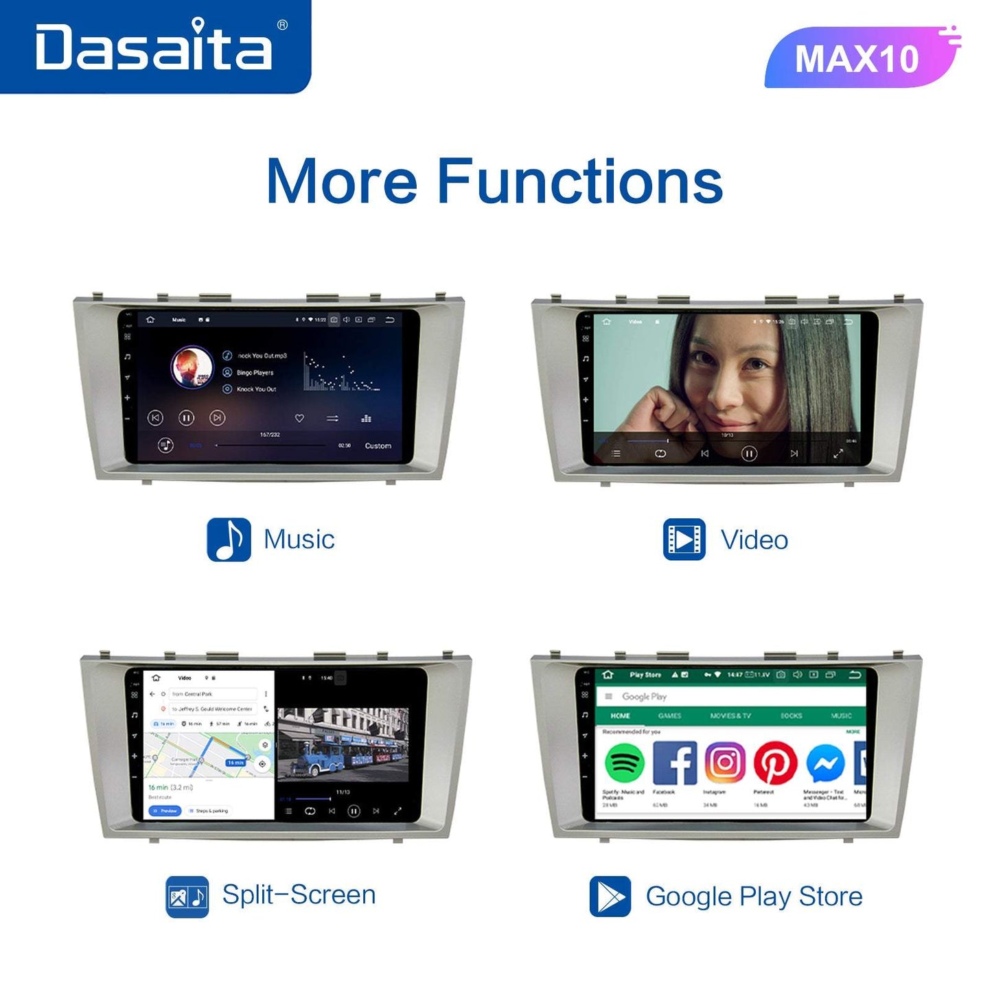 Dasaita MAX10/MAX11 Toyota Camry 2007 2008 2009 2010 2011 Car Stereo 9 Inch Carplay Android Auto PX6 4G+64G Android10/Android11 1280*720 DSP AHD Radio
