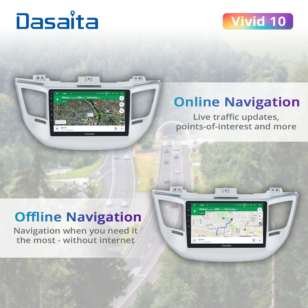 Dasaita Vivid for Hyundai Tucson 2014-2018 Car Radio 1 Din Android 10.0 Carplay Auto 1280*720 Multimedia Head Unit 4G 64G BT 5.0