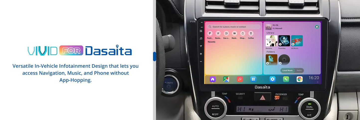Dasaita Vivid10 Toyota Camry 2012 2013 2014 Car Stereo 10.2 Inch Carplay Android Auto PX6 4G+64G Android10 1280*720 DSP AHD Radio