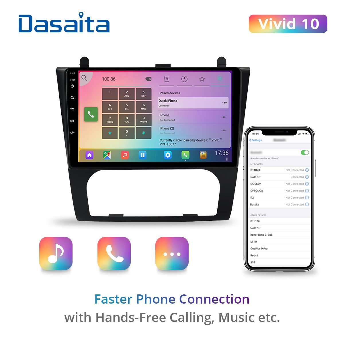 Dasaita Vivid Nissan Altima 2008 2009 2010 2011 2012 Car Stereo Android GPS Navigation Carplay Android Auto Multimedia 4G 64