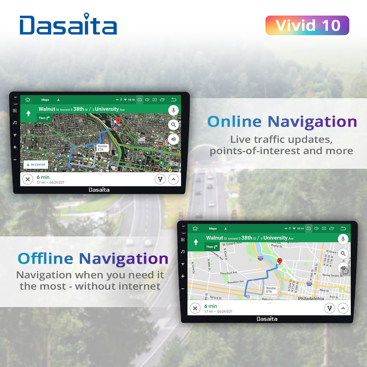 Dasaita Vivid For Universal Car Radio Android Carplay Android Auto 10.2" Touch Screen IPS 1280*720 GPS Navigation 4G 64G BT5.0