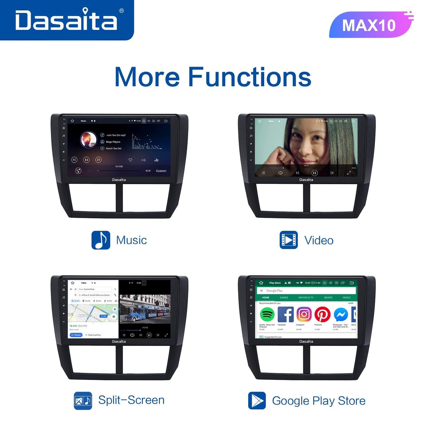 Dasaita MAX10 Subaru Forester 3 Impreza 2007 2008 2009 2010 2011 2012 Car Stereo 9 Inch Carplay Android Auto PX6 4G+64G Android10 1280*720 DSP Radio