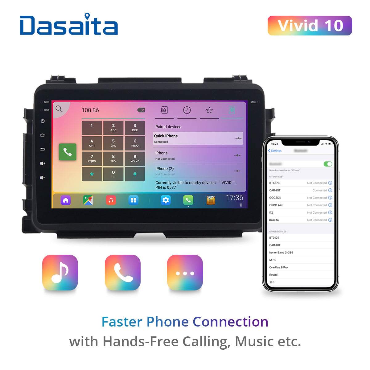Dasaita Vivid11 Honda Vezel HR-V HRV 2013 2014 2015 2016 2017 2018 2019 Car Stereo 9" Carplay Android Auto PX6 4G+64G Android11 1280*720 DSP Radio