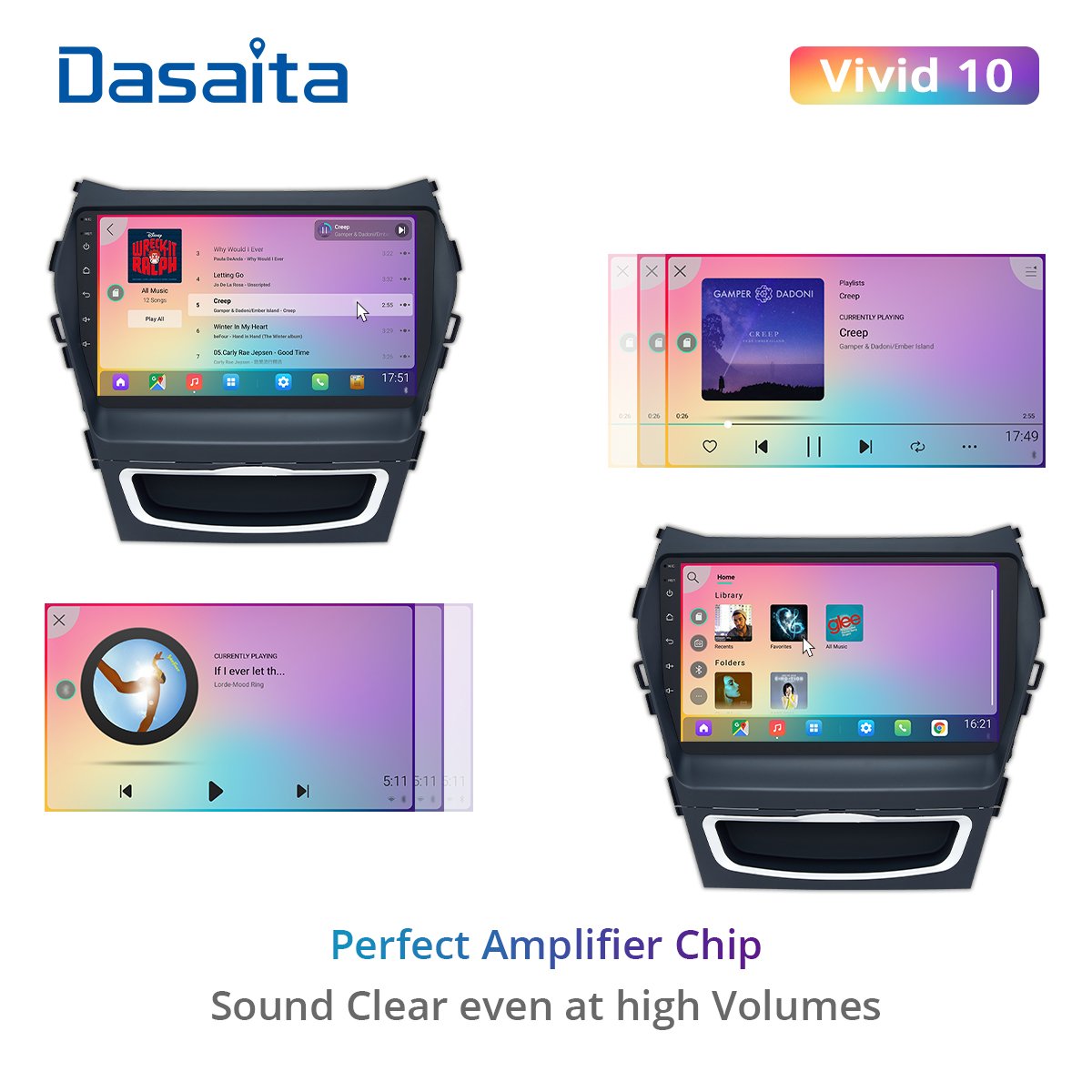 Dasaita Vivid10 for Hyundai GPS IX45 2013 2014 2015 Car Radio Stereo 9“ IPS 1 Din Android10 Multi-Touch Screen Multimedia Navigation