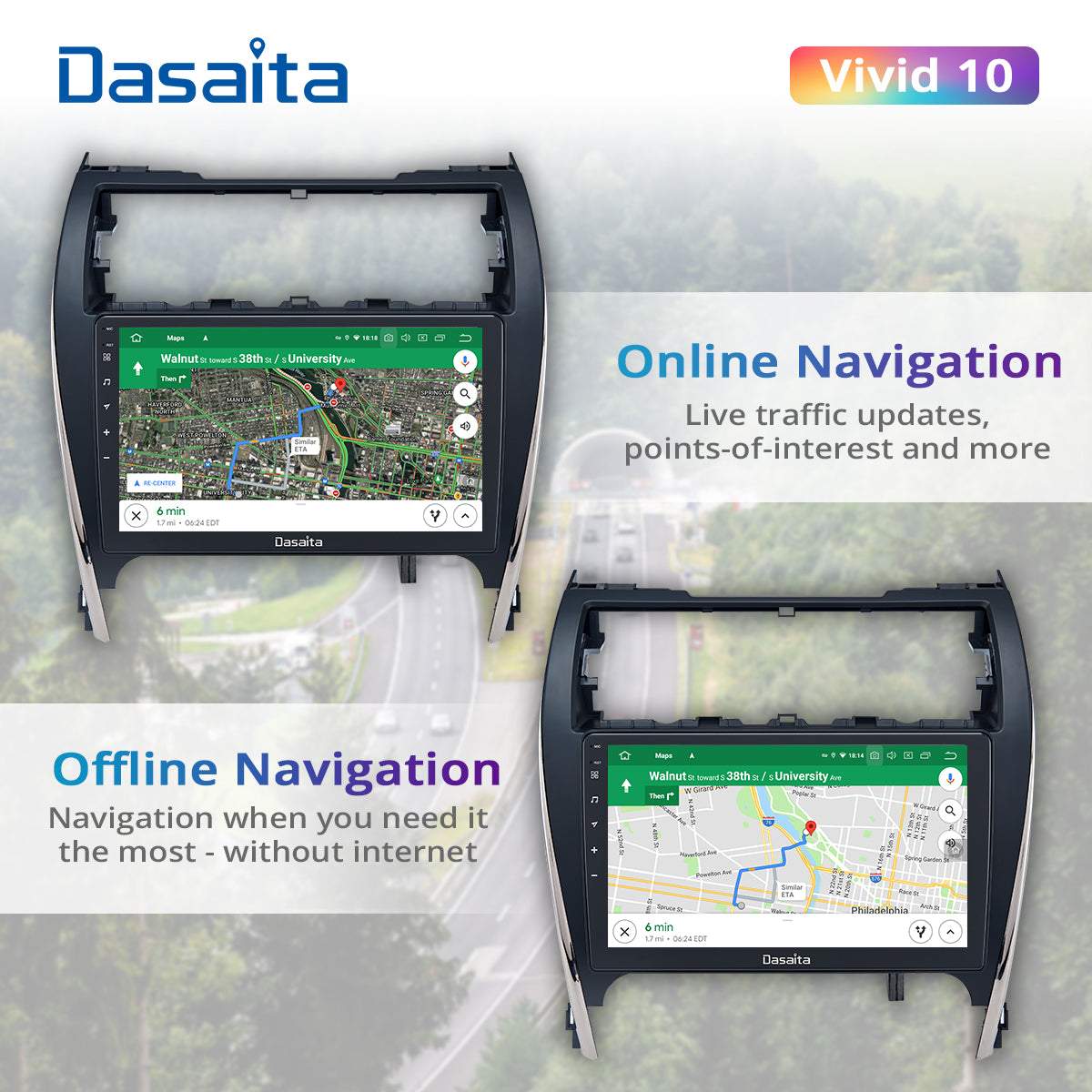 Dasaita Vivid10 Toyota Camry 2012 2013 2014 Car Stereo 10.2 Inch Carplay Android Auto PX6 4G+64G Android10 1280*720 DSP AHD Radio