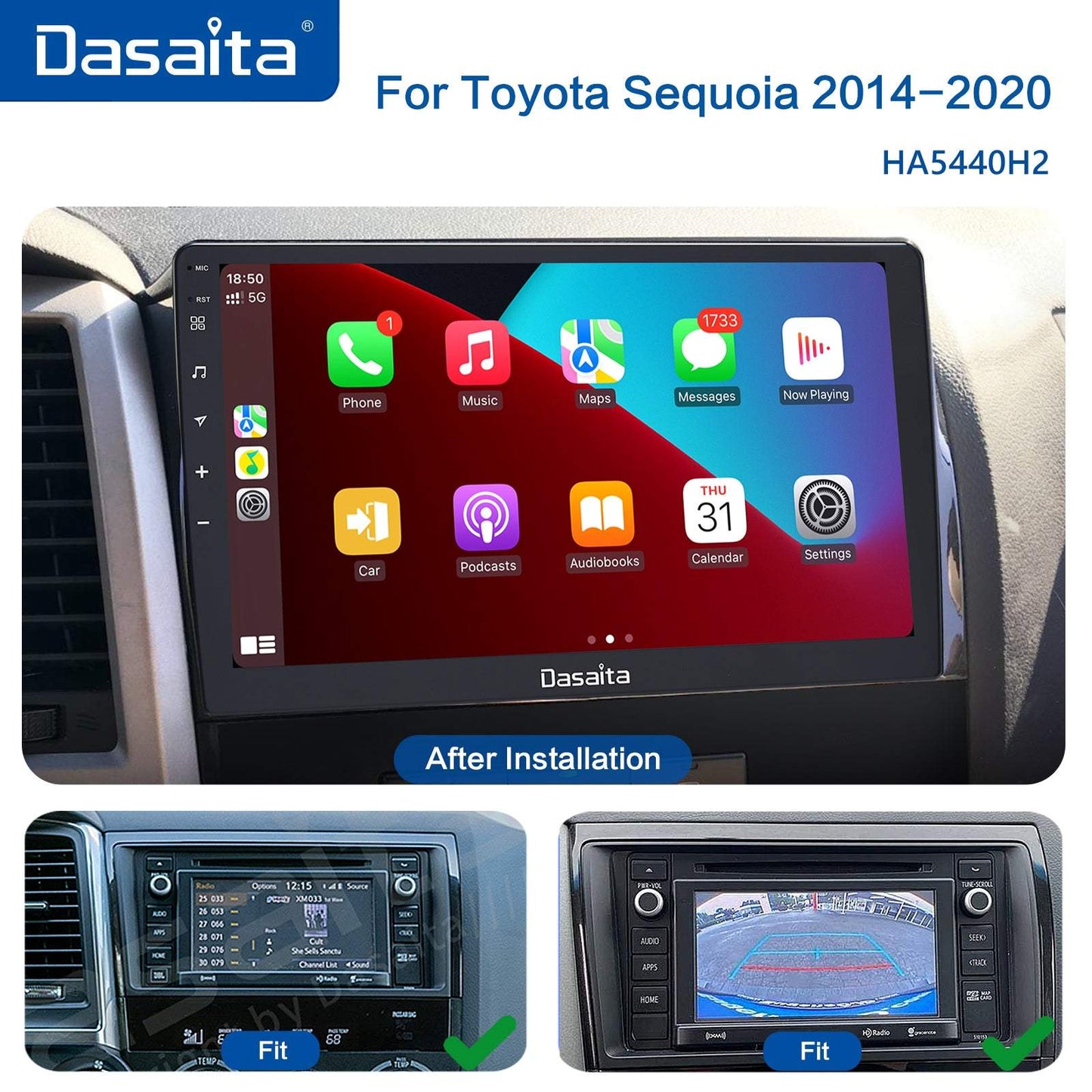 Dasaita Vivid11 Toyota Tundra Sequoia Car Stereo 10.2Inch Carplay Android Auto PX6 4G+64G Android11 1280*720 DSP AHD Radio