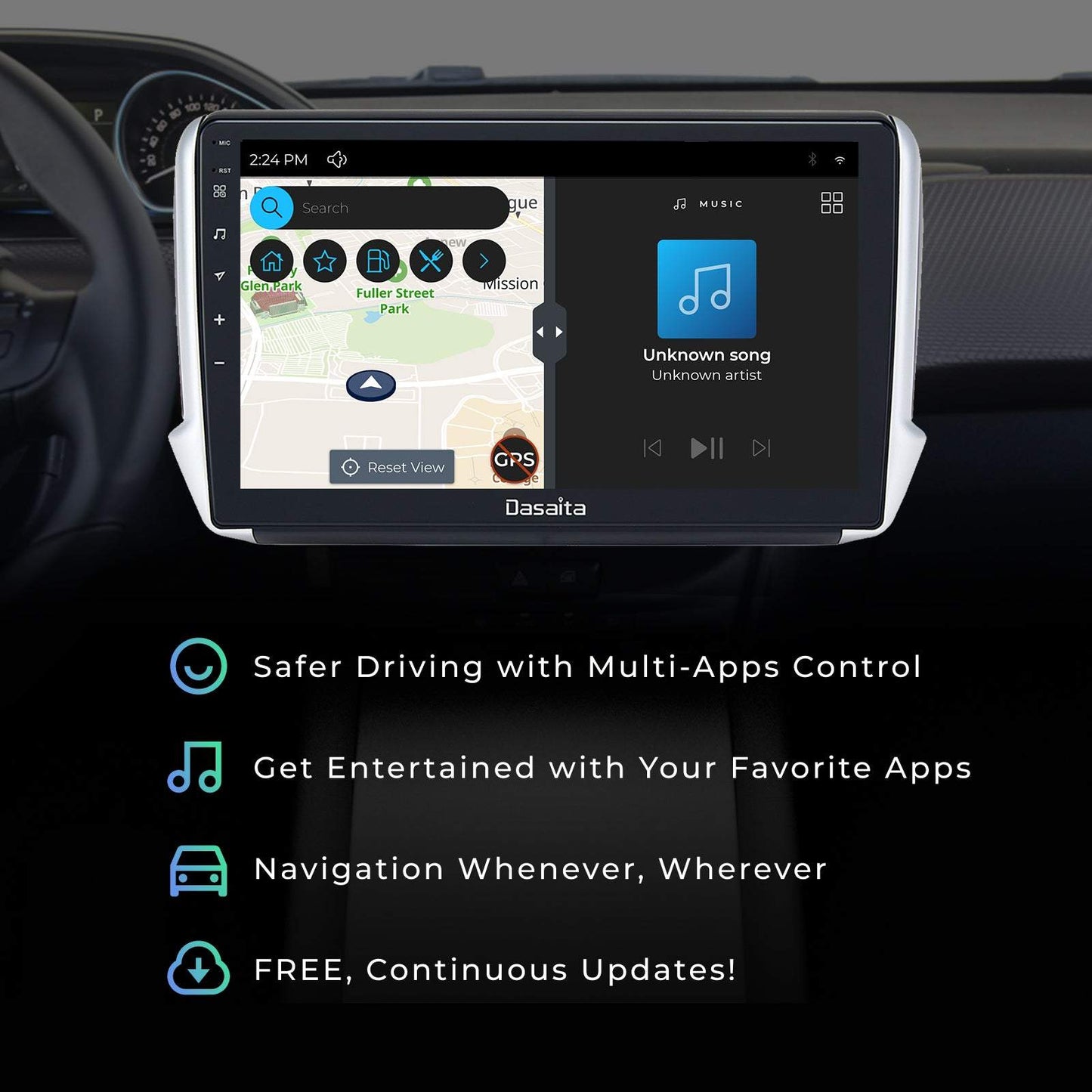 Dasaita Scout10 Peugeot 208 2008 2012 2013 2014 2015 2016 Car Stereo 10.2Inch Carplay Android Auto PX6 4G+64G Android10 1280*720 DSP AHD Radio