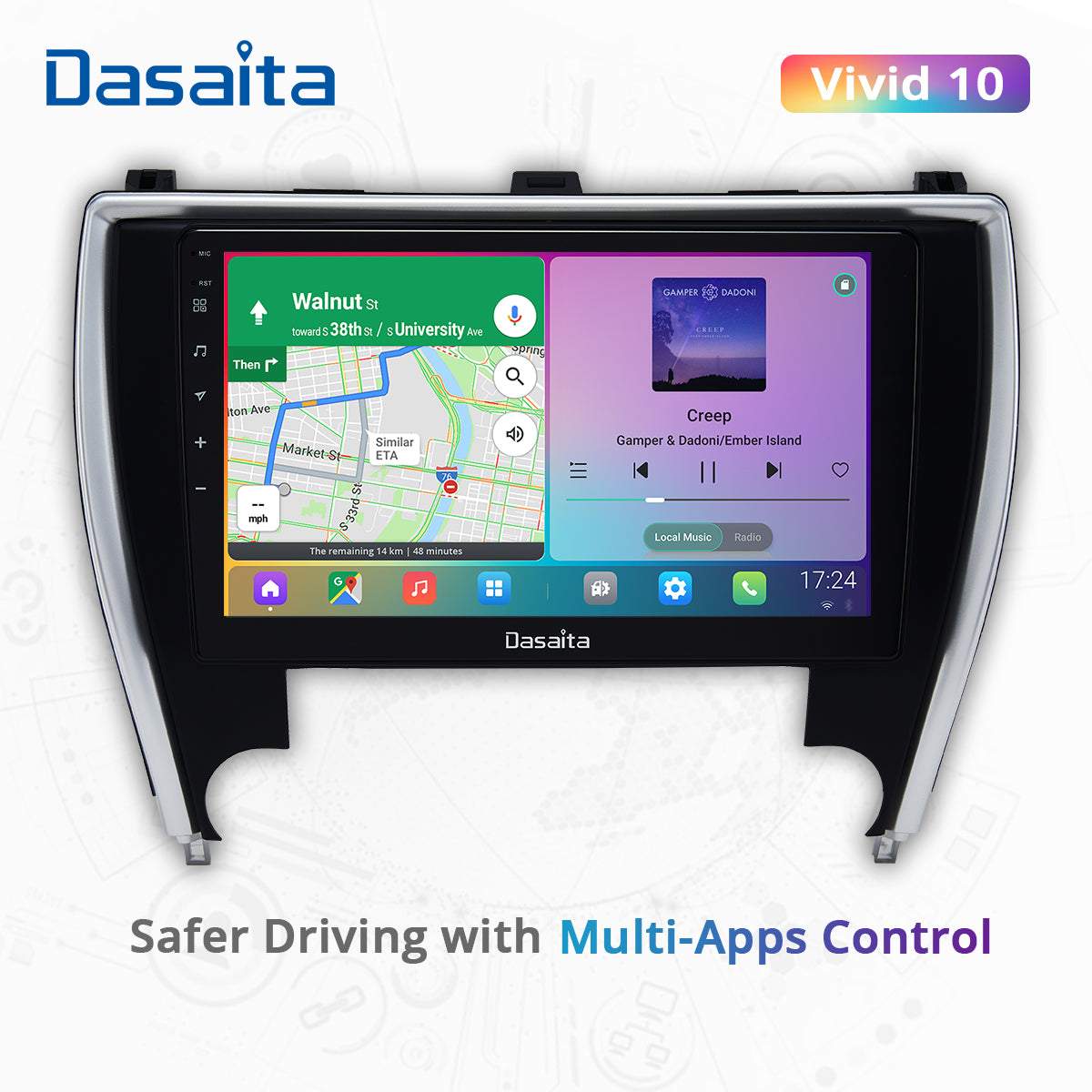 Dasaita Vivid11 Toyota Camry 2015 2016 2017 Car Stereo 10.2 Inch Carplay Android Auto PX6 4G+64G Android11 1280*720 DSP AHD Radio