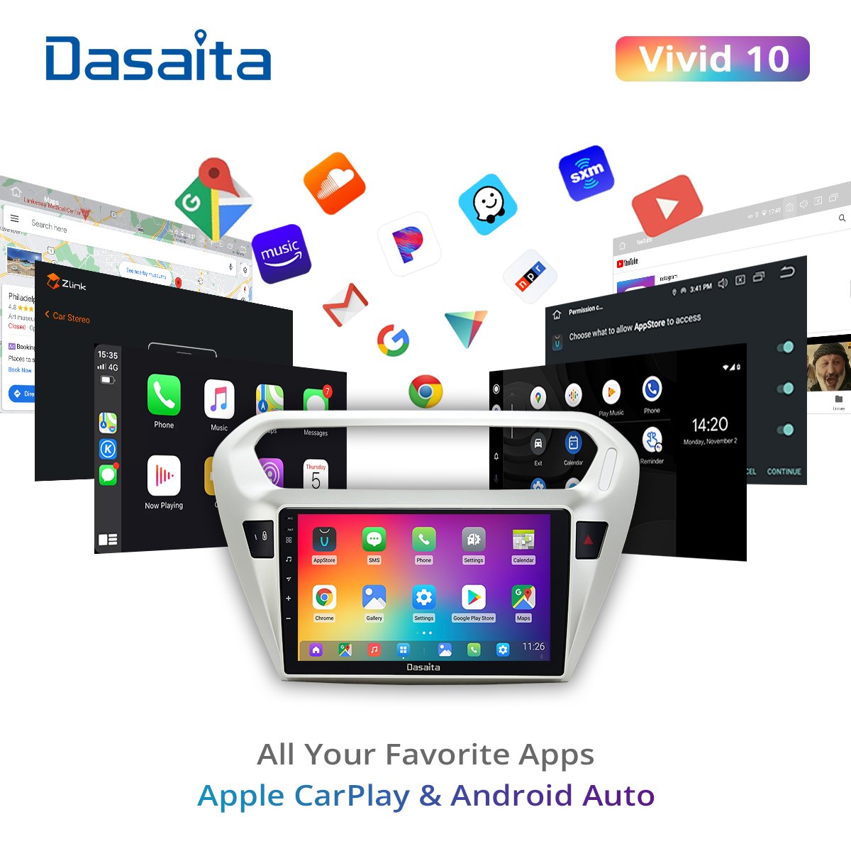 Dasaita Vivid For Peugeot 301 2014 2015 2016 Car radio bluetooth android 1 din Navigator GPS Bluetooth 1280*720 IPS DSP stereo