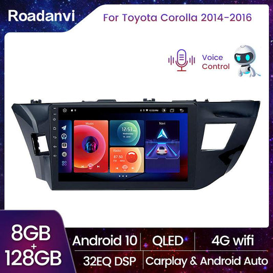 Roadanvi F10 for Toyota Corolla 2014 2015 2016 10.2 inch Apple Carplay Android Auto Touch screen AI Voice Control 8G 128G TDA7850 5G GPS Navigation