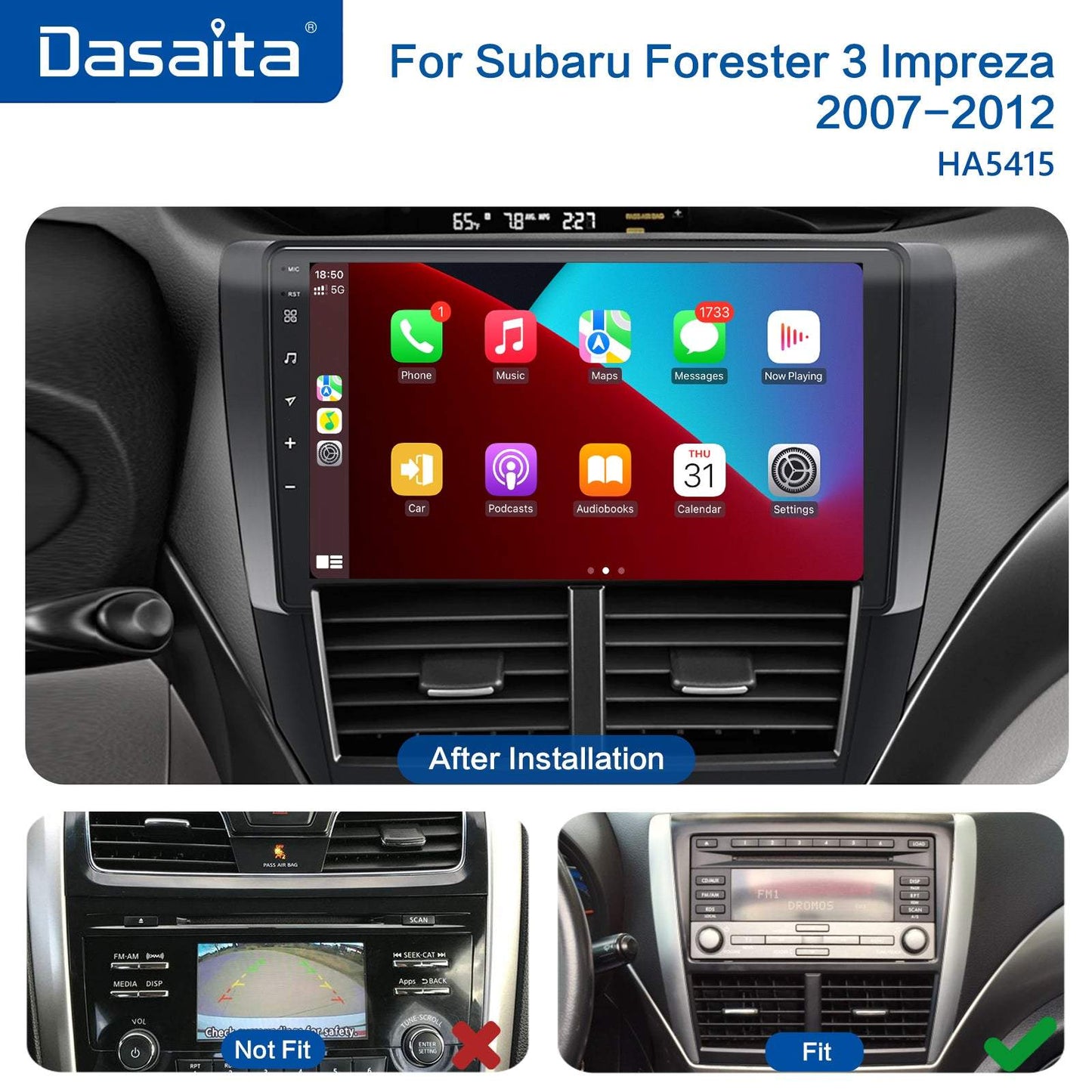 Dasaita MAX10 Subaru Forester 3 Impreza 2007 2008 2009 2010 2011 2012 Car Stereo 9 Inch Carplay Android Auto PX6 4G+64G Android10 1280*720 DSP Radio