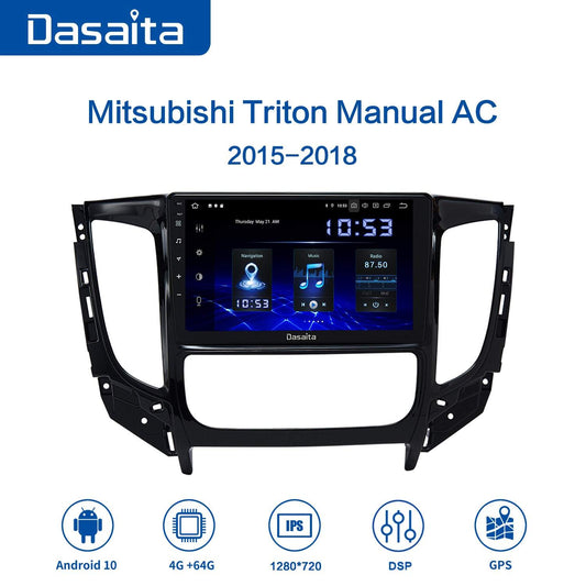 Dasaita MAX10 Mitsubishi Triton Manual AC 2015 2016 2017 2018 Car Stereo 9 Inch Carplay Android Auto PX6 4G+64G Android10 1280*720 DSP AHD Radio