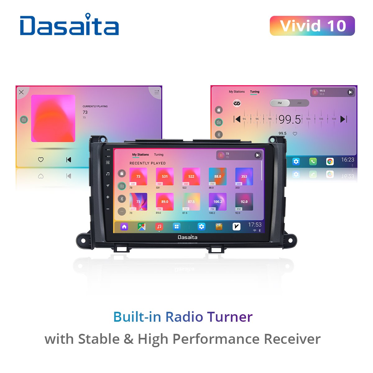 Dasaita Vivid For Toyota Sienna 2011 2012 2013 2014 Car stereo Android Carplay Android Auto 9" Touch Screen IPS 1280*720 4G 64G