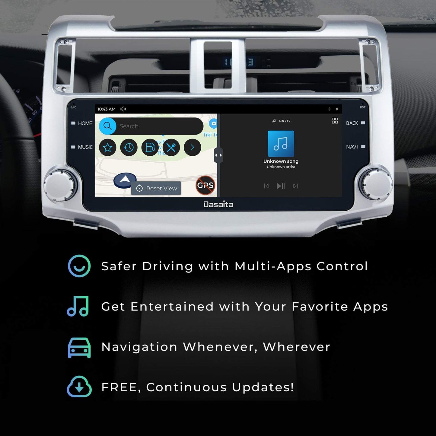 Dasaita Scout10 10.25 inch for Toyota 4runner 2014 2015 2016 2017 2018 Car Radio Apple Carplay Android Auto Touch Screen DSP 1280*480 Audio