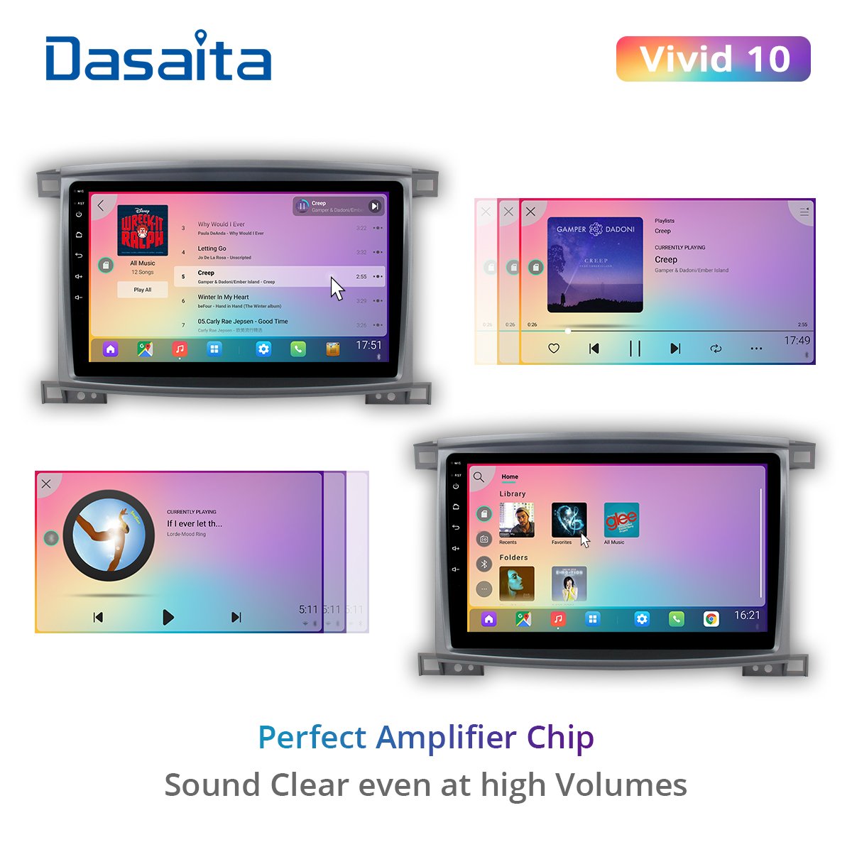 Dasaita Vivid for Toyota LC 100 Land Cruiser 100 2003 Radio 1 Din Android 10.0 Car Stereo GPS Navigation 1280*720 IPS 4G 64G