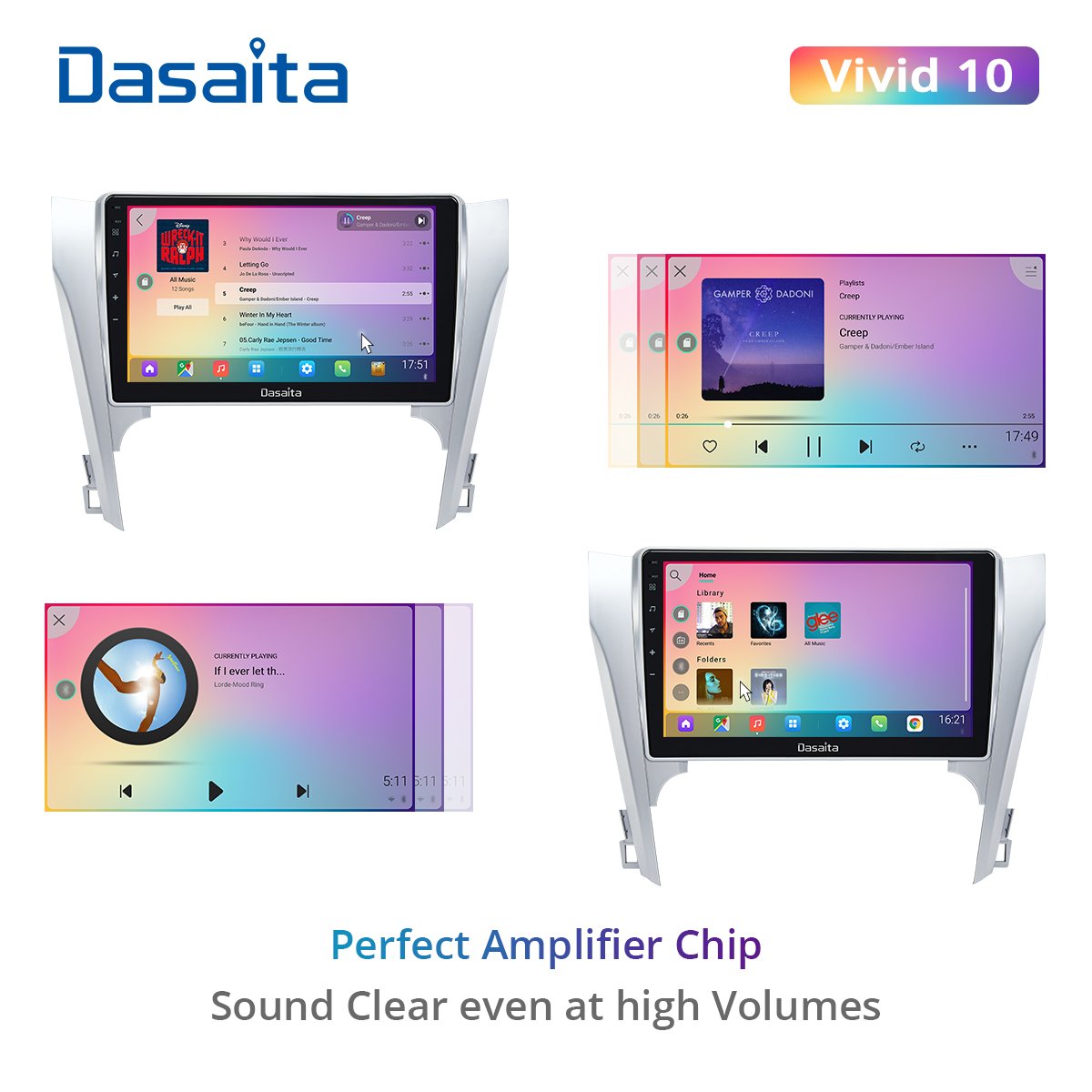 Dasaita Vivid For Toyota Camry 2012 2013 2014 Car Radio Android Auto Carplay 10.2" Touch Screen IPS 1280*720 4G RAM 64G ROM