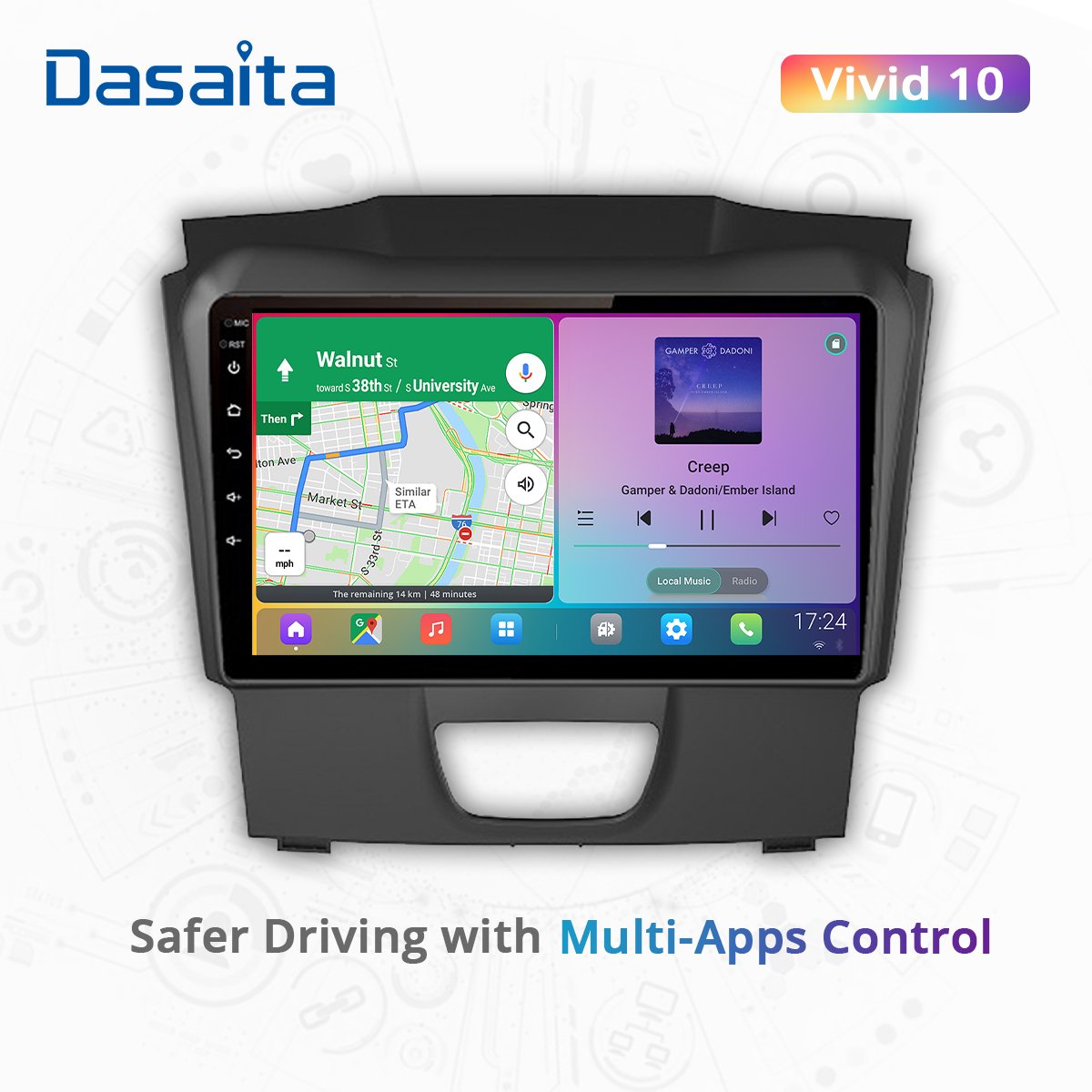 Dasaita Vivid Car Stereo for Isuzu DMAX 2015 2016 2017 2018 Car Radio Android Wifi Touch Screen GPS Navigation Multimedia Player
