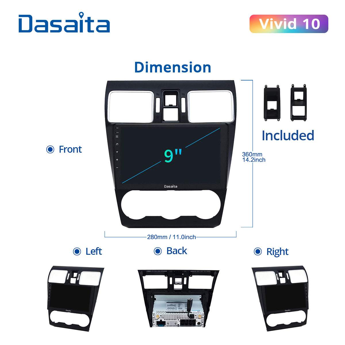 Dasaita Vivid11 Subaru Forester 4 WRX 2016 2017 2018 Car Stereo 9Inch Carplay Android Auto PX6 4G+64G Android11 1280*720 DSP AHD Radio