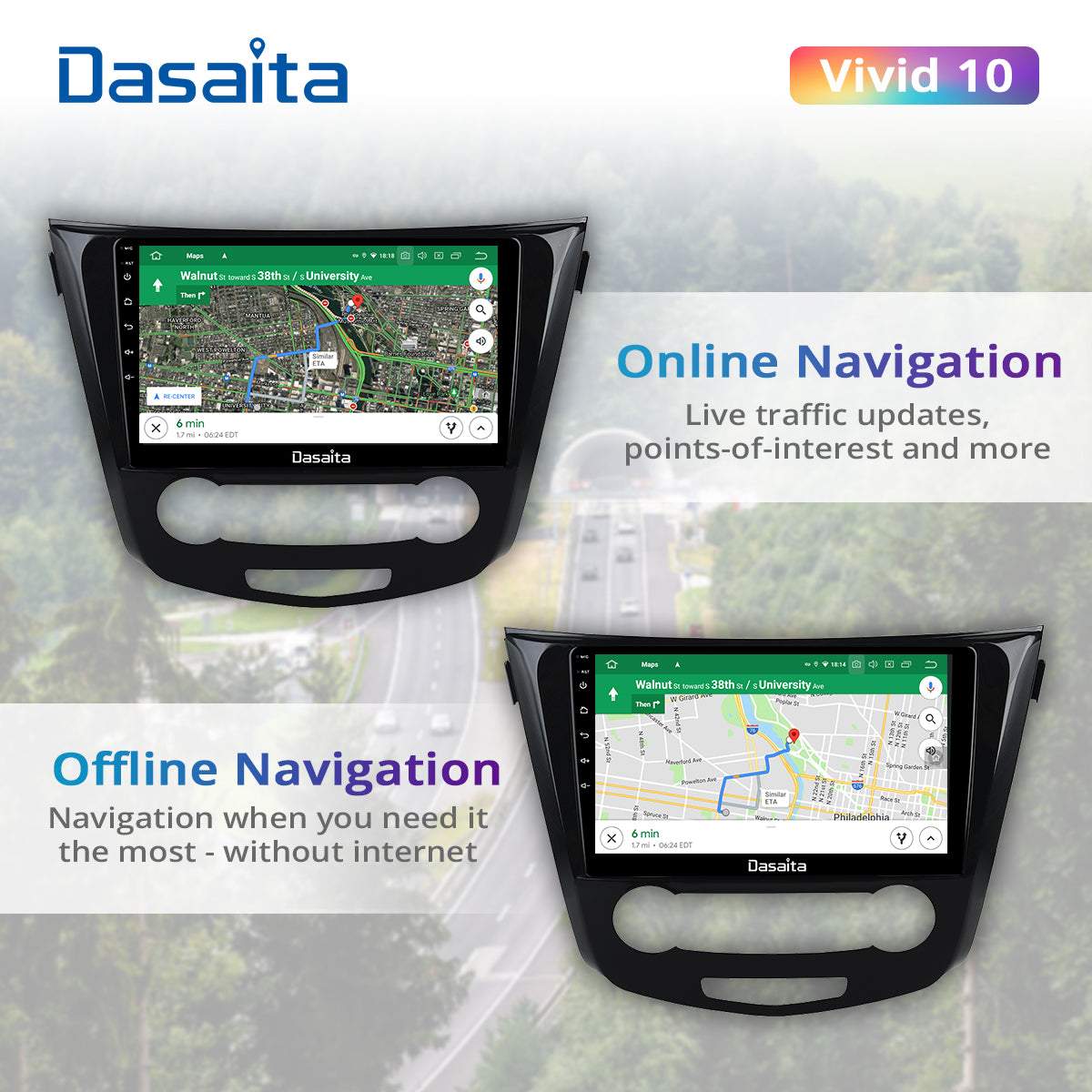 Dasaita Vivid11 Nissan Qashqai 2014 2015 2016 2017 2018 Car Stereo 10.2 Inch Carplay Android Auto PX6 4G+64G Android11 1280*720 DSP AHD Radio