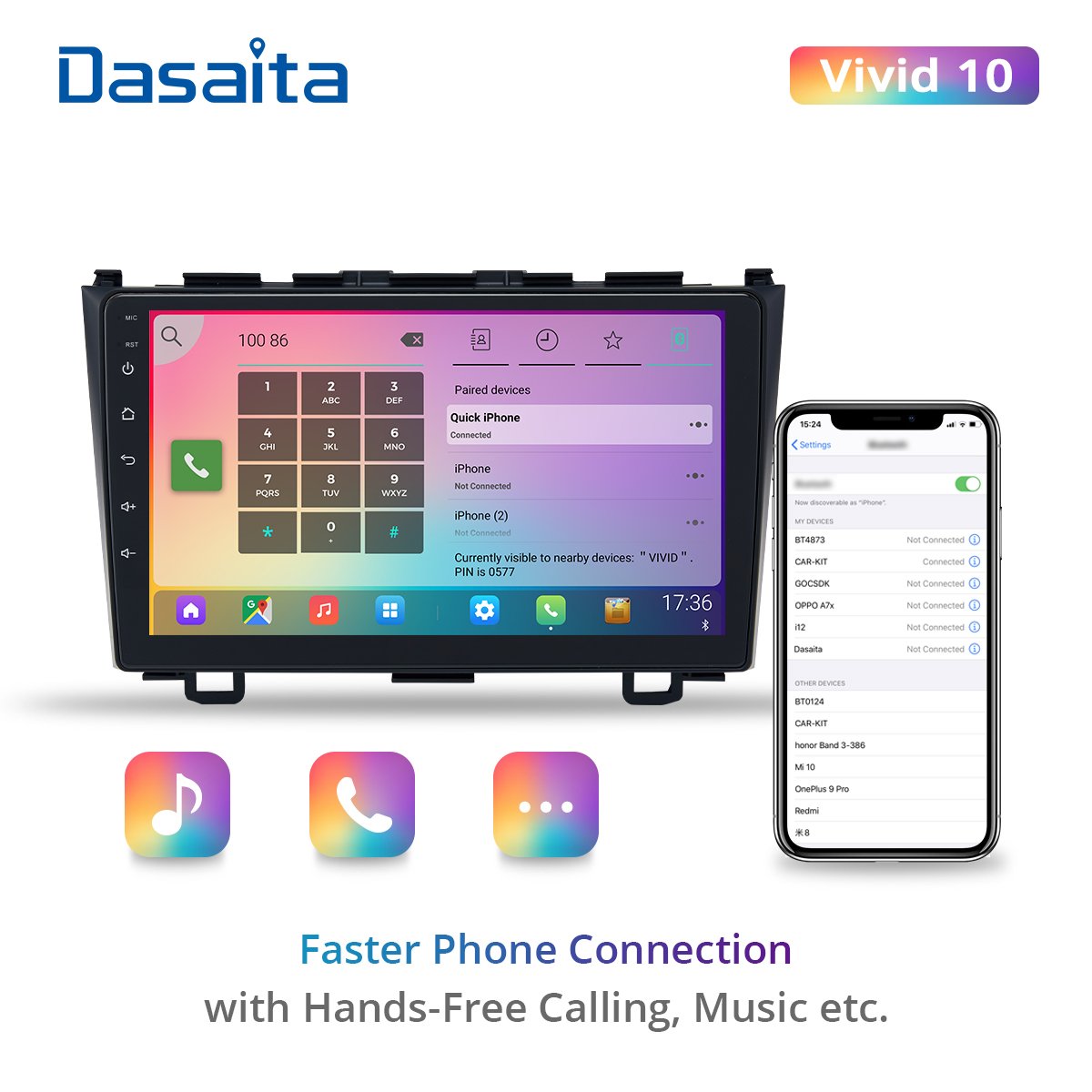 Dasaita Vivid for Honda CRV GPS 2007 2008 2009 2010 2011 car radio Android GPS Navigation Carplay Android Auto Car Stereo 4G 64G