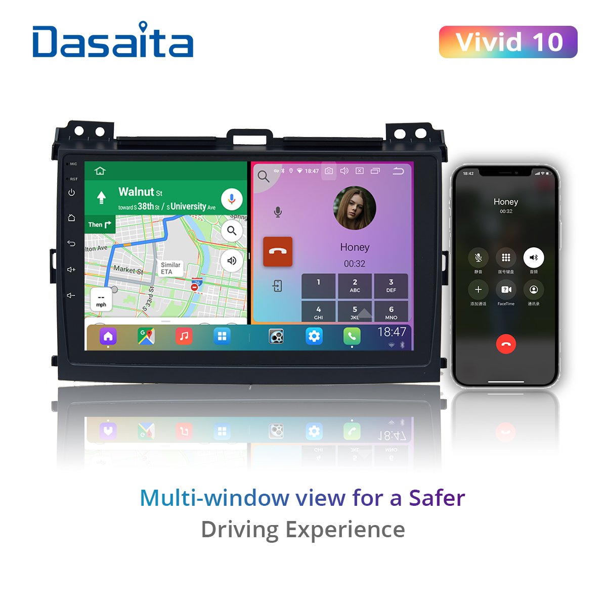 Dasaita Vivid for Toyota Prado 120 2004 2005 2006 2007 2008 2009 Car Stereo 9" Touch Screen IPS Scree Navigation GPS 4GB 64GB