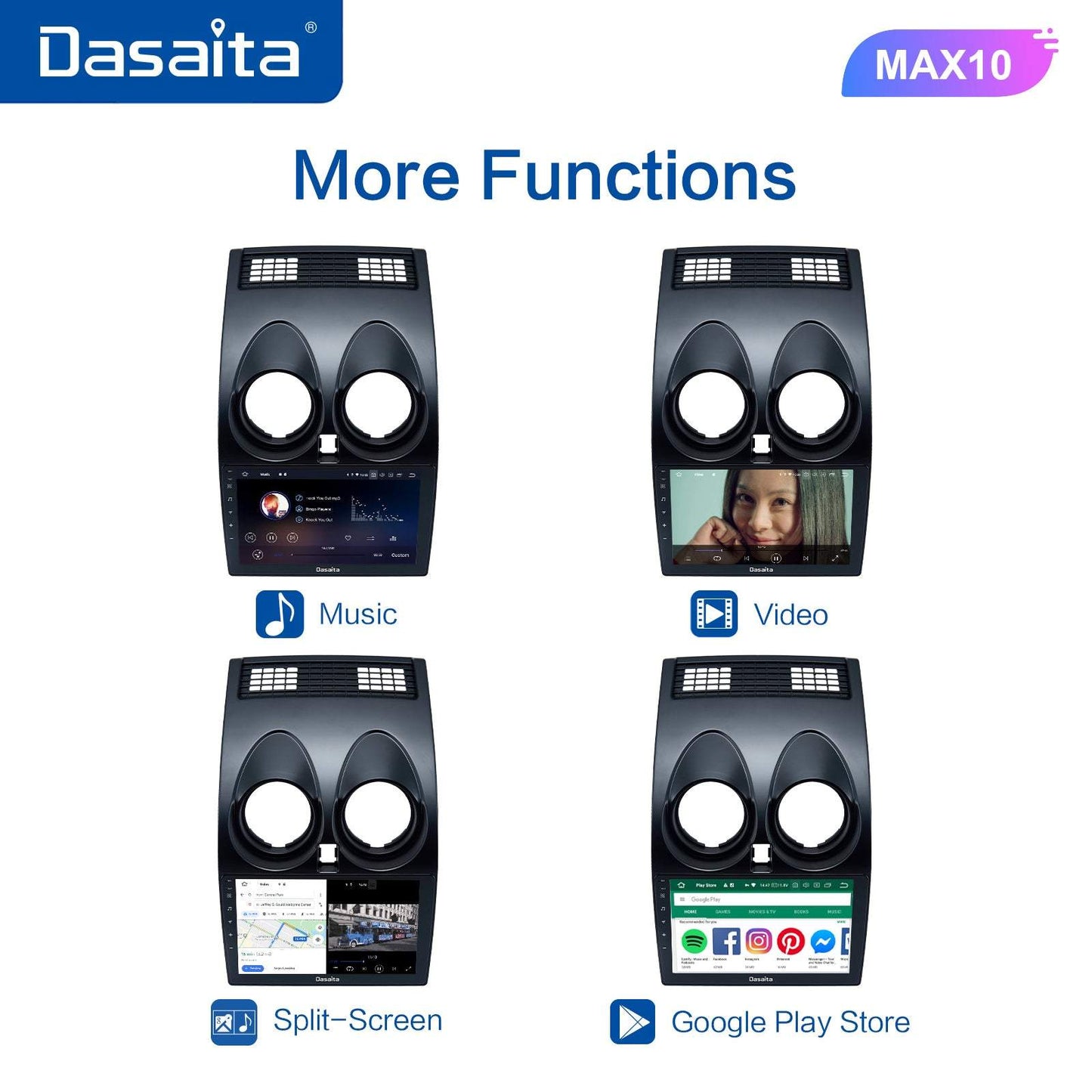 Dasaita (Outlets) MAX10 Nissan Qashqai 2008 2009 2010 2011 2012 2013 2014 Car Stereo 9" Carplay Android Auto PX6 4G+64G Android10 1280*720 DSP Radio