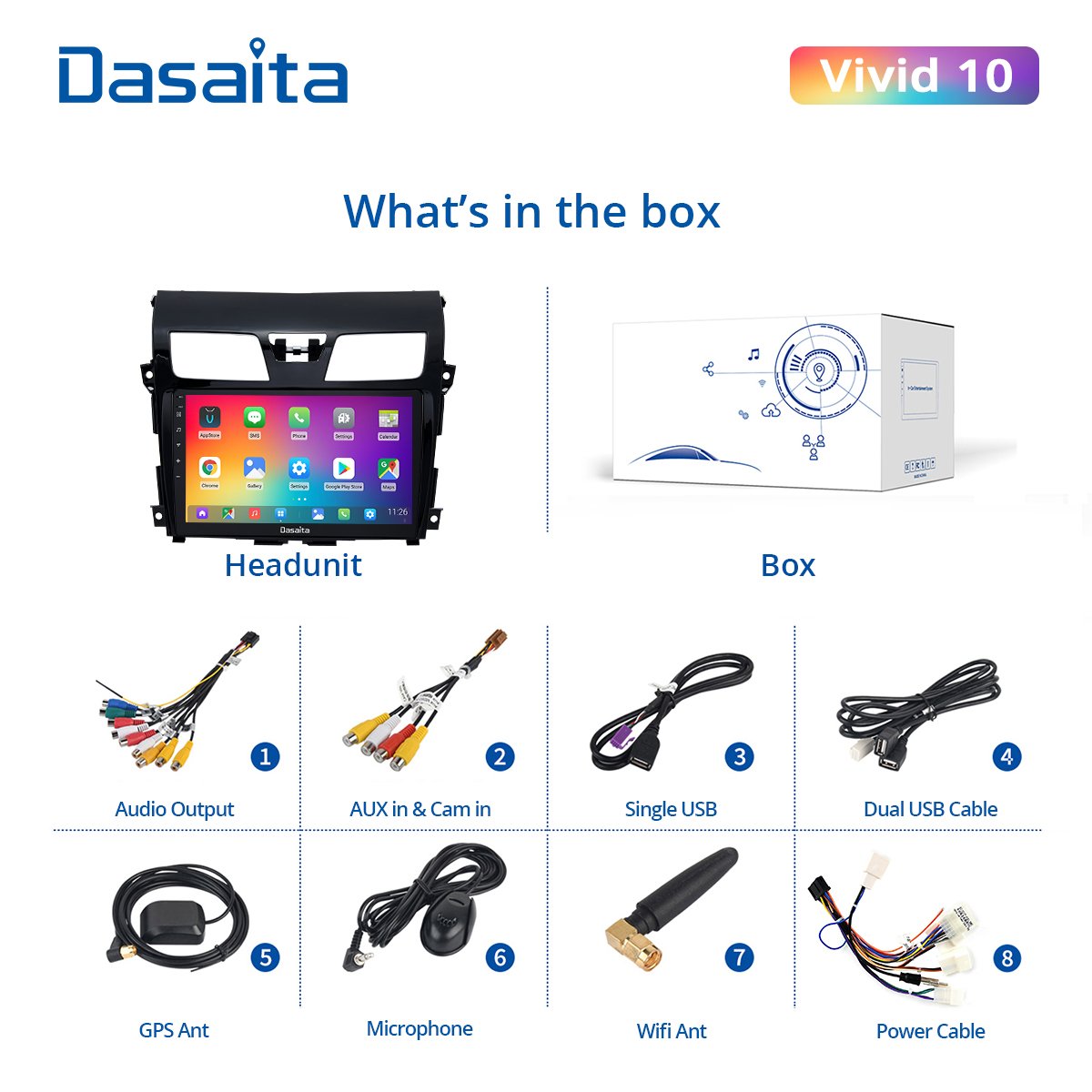 Dasaita Vivid for Toyota Highlander 2007 to 2014 Car Radio with Carplay 10.2" DSP GPS Navigation Autoradio Head Unit Android 10