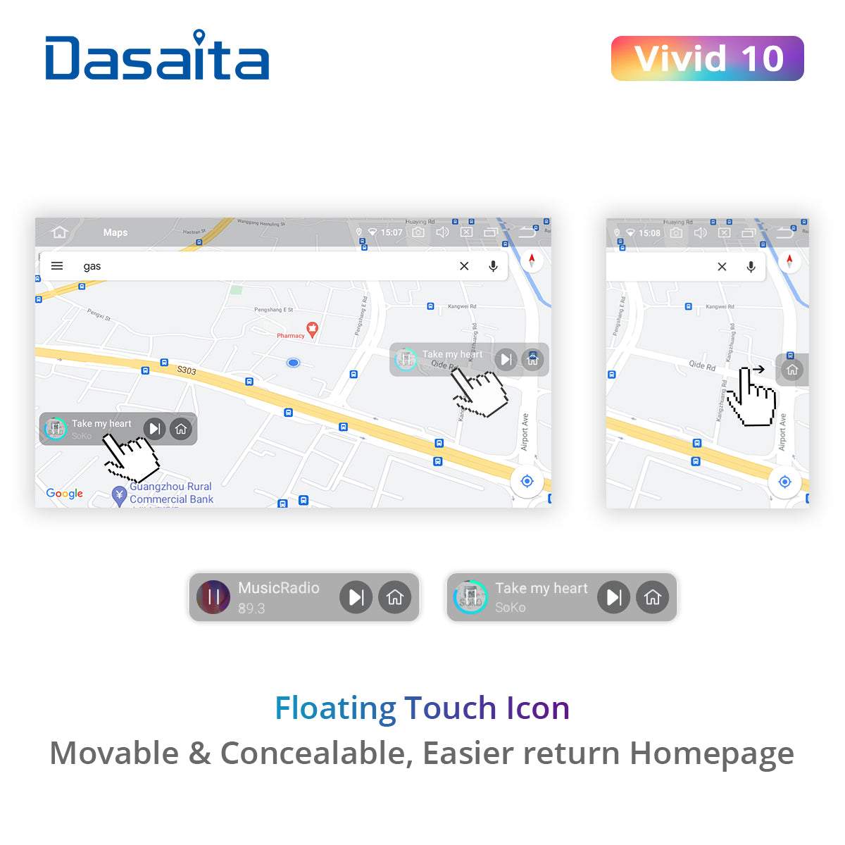 Dasaita Vivid10 Universal Double Din Car Stereo 11.6 Inch Carplay Android Auto PX6 4G+64G Android10 1920*1080 DSP AHD Radio